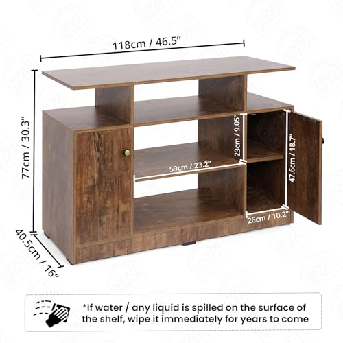 Image of ABOUT SPACE TV Unit - Engineered Wooden TV Stand with Adjustable Shelf Storage Cabinet with Door for Console, Home Theatre, Books for Living Room - DIY Entertainment Unit for 32-50 Inch - Brown