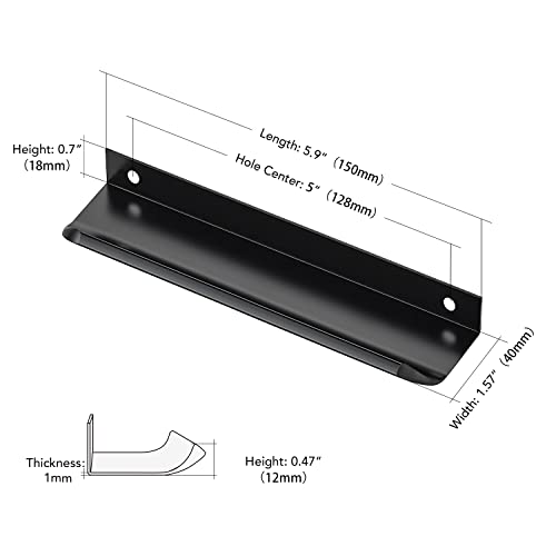 Ravinte Hardware 6 Pack Black Cabinet Handles, Finger Edge Pull Cabinet Handles 150Mm/5.9 Inch, Finger Edge Pulls Cabinet Pulls Finger Pulls For Cabinets #TOP2
