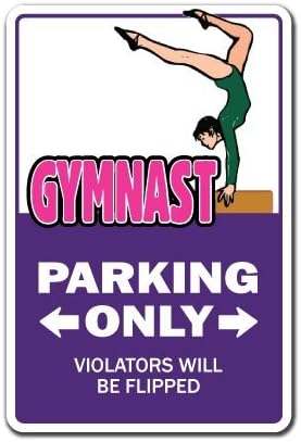MagRaphael Gymnast Sign Parking Gymnastics Rings Uneven Parallel Horse Fitness Aluminum Metal Sign 12" x 18"