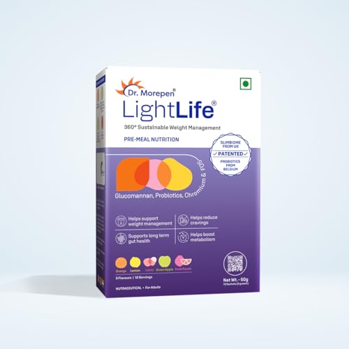 Image of Dr. Morepen LightLife Pre-Meal Nutrition Mix | Controls Appetite & Reduces Cravings | For Men & Women 10 Sachets | 5 Flavors Assorted