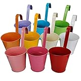 Hanging Flower Pots Planter Buckets for Railing Garden Patio Fence Balcony Home Decoration (10 Pack
