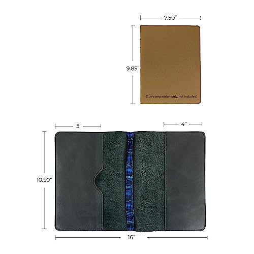Image of Hide & Drink, Journal Cover Compatible with Moleskine XL (7.5 x 9.75 in) with Strap, Refillable Case, Personal Planner, Full Grain Leather, Handmade Office & Work Essentials, Charcoal Black