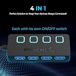 SABRENT USB moyeu 3.2x1 avec adaptateur d'alimentation, 4 port usb3.2 rapide Moyeu de données alimenté, multiple USB Scintilleur, USB station d'accueil, moyeux multiports, interrupteur en marche/arrêt compatible avec ps5 MacBook Ordinateur portable iMac