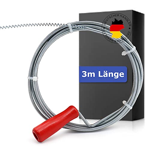 Rohrreinigungsspirale - 3 Meter x Ø 5mm Extra Dünne Abflussspirale für jeden Siphon I Rohrreinigung I Umweltfreundlicher Rohrreiniger I Rohrspirale zum Abfluss befreien für Zuhause Cover