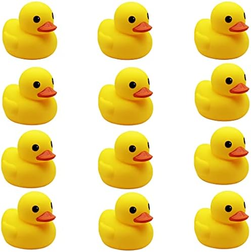 umbresen Yellow Rubber Ducks Preschool Bath Toys Bathtub Duckies Gift for Baby Shower Infants Toddlers Car Pool Float Halloween Adults Party Favors Carnival Decorations (Small Yellow 2.2''-12pcs)