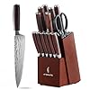 15-Piece Knife Set with Block for Kitchen, with Built-In Sharpener, Stainless Steel Ultra Sharp Blades, Ergonomic Pakkawood Handle, Essentials Chef Knives Set