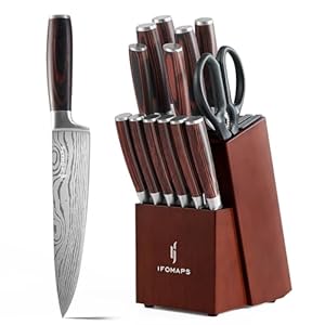 15-Piece-Knife-Set-with-Block-for-Kitchen-with-Built-In-Sharpener-Stainless-Steel-Ultra-Sharp-Blades-Ergonomic-Pakkawood-Handle-Essentials-Chef-Knives-Set 15-Piece Knife Set with Block for Kitchen, with Built-In Sharpener, Stainless Steel Ultra Sharp Blades, Ergonomic Pakkawood Handle, Essentials Chef Knives Set