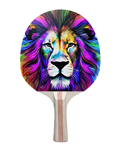 TigerTail Sports Colorful Lion Colorful Design Ping Pong Paddle, Premium 5 Ply Table Tennis Racket (Black on Back)