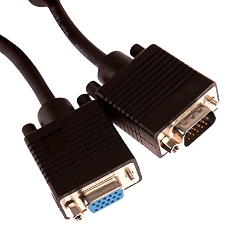 CDL Micro Câble d'extension pour moniteur PC SVGA/VGA mâle vers femelle 15 broches Noir 50 cm Cover