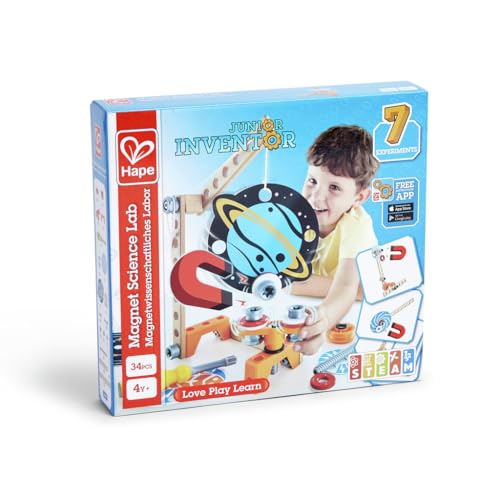 Experimentos magneticos Hape kit educativo STEAM interactivo de madera 2