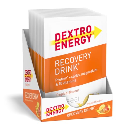 Dextro Energy Recovery Drink Tropical - 14x44 5g (14 Stück) Elektrolyt Pulver mit Magnesium Vitamin E C B1 B2 B3 B6 B12 Folsäure Pantothensäure 3:1 Kohlenhydrat Protein Mix Regeneration