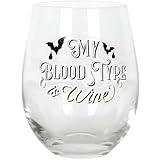 Something Different VV_91022 Hilarious My Blood Type - Vaso sin tallo, regalo ideal para los amantes del vino