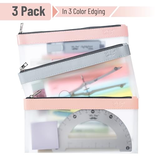 Image of Mr. Pen- Clear Pencil Pouch, 8.50 inchx4.25 inch, 3 Pack, Durable TPU Material | Medium Water-Resistant Pencil Bags with Smooth Zipper, Multipurpose Clear Pouch for Stationery, School, Office