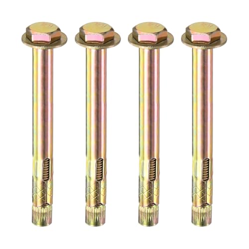 Image of M METERXITY 4-Pack Hex Expansion Bolt, M10x120mm Colored Galvanized Iron-Carbon Steel External Hex Expansion Bolts, Anti-Corrosion Metal Bolt for Concrete /Dry Brick /Block Walls