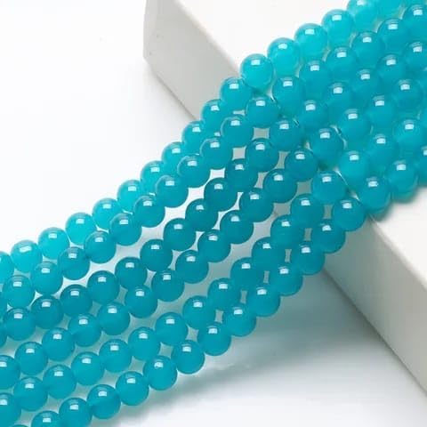 ZILZON® Sea Green1 Spherical Glass Pearl (8 mm) (1 String) - for Jewellery Making, Beading, Art and Craft