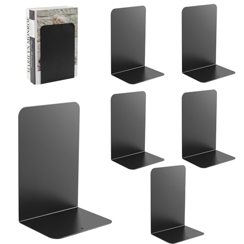 Wozzies 6 Piezas Sujetalibros de Metal, 20 x 13.5 x 10cm Sujeta Libros Estanteria de Metal de Alta Resistencia, Organizador Libros Adecuado para la Escritorio, Dormitorio, Oficina, Escuela, Biblioteca