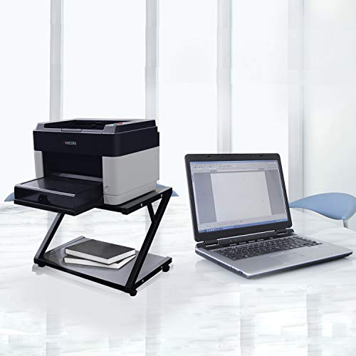 image for HUAWIND Printer Stand Wood with Metal Frame 2 Tiers with Storage Desk 