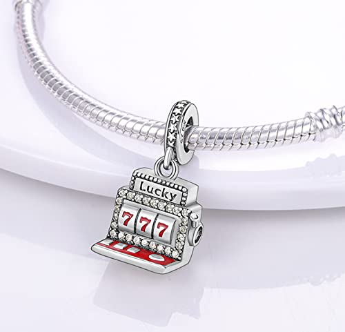 Zhipal 925 Sterling Silver Charms Chameleon Temperature Changing Charms Bangle Dangles Girl Handbag Pendants Fit For Original European Bracelets Charms Diy Jewelry Birthday Mothers Day Gifts (Lucky Game Machine Charm) #TOP2