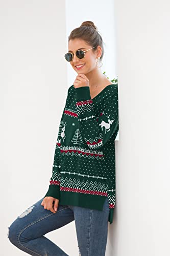 Jouica JA017-CHRISTMA-GREEN-XL-FBA Christmas Sweaters For Women Holiday Party V Neck Knit Pullover Sweaters Tops,Christma-Green,X-Large thumb #4