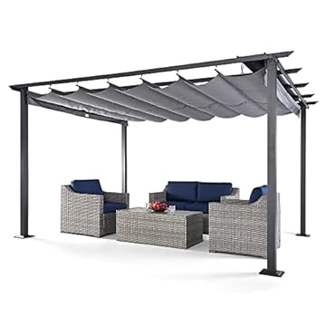 deck pergola with retractable canopy