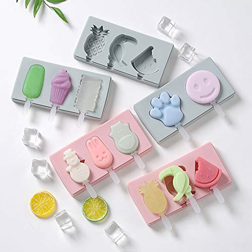 Formas de picolé de silicone YOJINKE sem BPA, moldes de picolé para gelo com tampas de 3 cavidades p