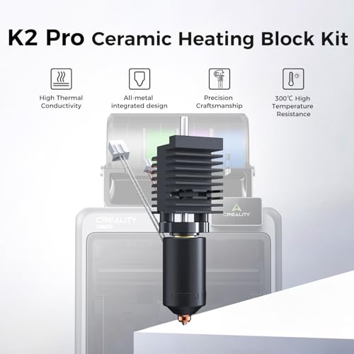 Creality K2 Pro Hotend, Original-Keramik-Heizblock-Set, 3D-Drucker-Zubehör Unicorn Quick-Swap-Düsen-Kit, 300 °C hochtemperaturbeständig, vollständig aus Metall gefertigtes integriertes Design