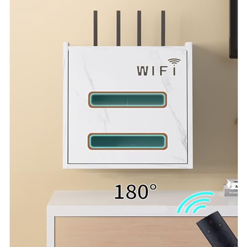 PUIOTEAI Router Schrank, Router Verstecken, Router Regal, WiFi Router Aufbewahrungsbox Wandregale, WiFi Router Box Kabel Organizer(Desktop oder Wandbehang)(White)