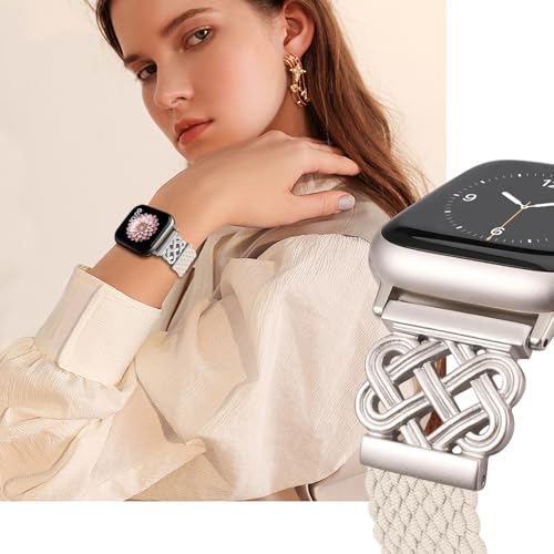 chinbersky Pleciona bransoletka kompatybilna z Apple Watch 38 mm, 40 mm, 41 mm, 42 mm, 44 mm, 45 mm, 46 mm, 49 mm, zapięcie magnetyczne, nylonowy pasek zamienny do iWatch Ultra Series 10/9/8/7/6/5/4/3