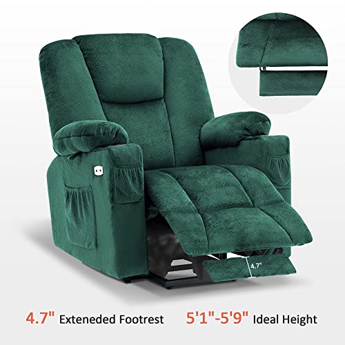 Mcombo Electric Power Lift Recliner Chair With Extended Footrest For Elderly People, 3 Positions, Hand Remote Control, Lumbar Pillow, 2 Cup Holders, Usb Ports, 2 Side Pockets 7507(Fabric,Green) #TOP4