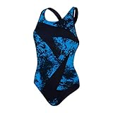 Speedo Damen Boomstar Placement Flyback Badeanzug, Marineblau, 34 DE 38 EU
