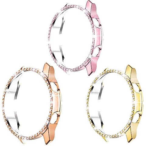 Moonshield MOOISVS for Galaxy Watch 3 Case 41mm Case, Bling Frame Protective Case Compatible for Samsung Galaxy Watch 3 (3 Packs, Rose Gold/Pink/Gold)-41mm Cover