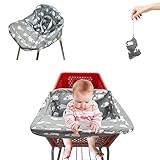 Pozico Baby Shopping Cart Cover for Baby Girl or Boy, Machine Washable/Portable with Carry Bag- White Elephant, Grey