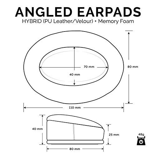 Image of BRAINWAVZ Angled Memory Foam Earpad - Suitable for Large Over The Ear Headphones - AKG, HifiMan, ATH, Philips, Fostex (Hybrid)