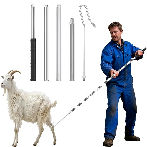 Goat Sheep Catcher Hook 304 Stainless Steel Sheep Leg Hook Length Can Be Adjusted Freely 4448596375 Goat Grabber Tools Shepherd Sheep Crook Grab Them Simply and Quickly (Iron Ball)