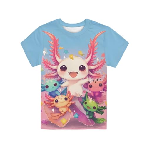 Image of WELLFLYHOM Kids Tshirts Girls Boys Short Sleeve Crewneck Tees Shirts Casual Sport Pullover Tops Size 3-16 Years