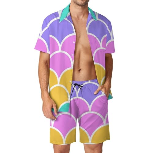 Chemise hawaïenne hommes échelles colorées la solution légère contre la chaleur de l'été en taille S