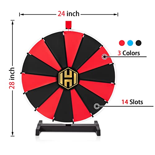 Hooomyai 24 Inch Tabletop Spinning Wheel 14 Slots, Insertable Prize Wheel Spin Wheel Spinner Wheel with Dry Erase Markers & Eraser, Fortune Spin Games for Carnival Trade Show Party