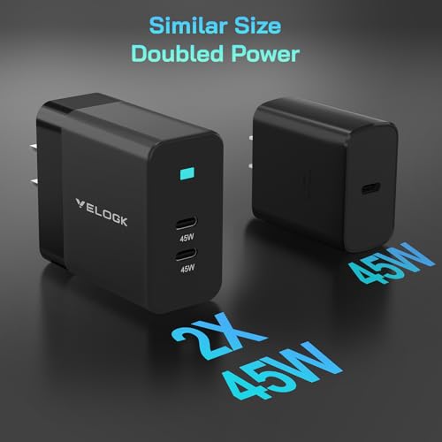 2Port 45W USB-C Charger, 2Pack 45W Super Fast Charger Type C Android Phone Charger Fast Charging Block for Samsung Galaxy S25 Ultra/S25+/S24 Ultra/S23+/S22/S20 Ultra, Tab S9 with 2X 10ft Type C Cord