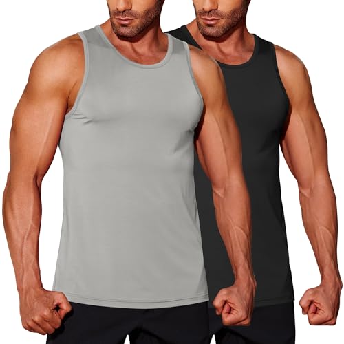 COOFANDY Mens Tank Top UPF 50+ Quick Dry Sleeveless Shirts Summer Workout Muscle T Shirt Cool Swim Beach Top