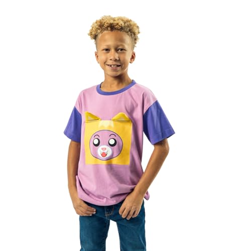 LankyBox Foxy Youth Purple Colorblock Crew Neck Short Sleeve Oversized T-Shirt3