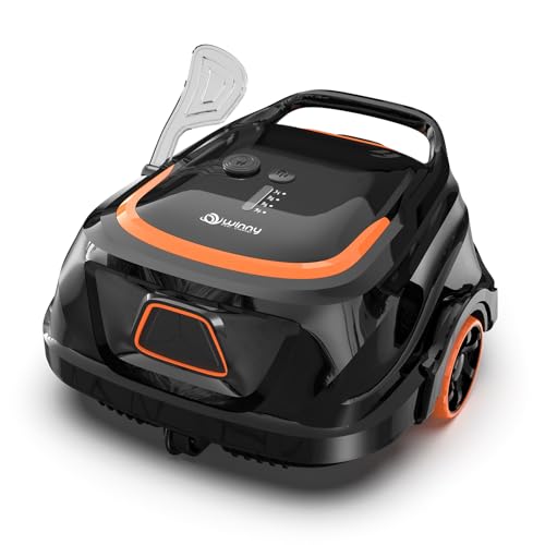 Image of Robotic Pool Vacuum for Above Ground Pools, Dual Filters, Self-Parking, 120-Min Runtime & 2.5h Fast Charging, Powerful Suction, Ideal for Flat Pools up to 1076 sq.ft (Black Tangerine)