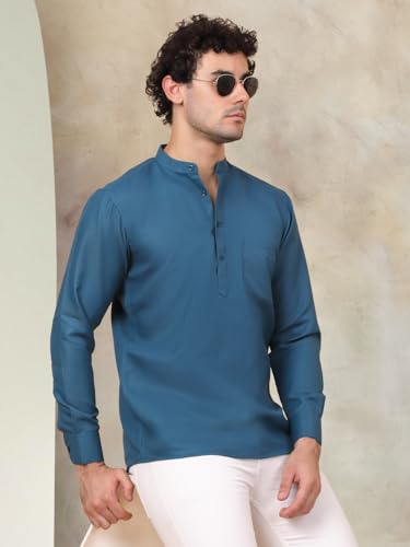 Image of Jompers Men's Cotton Regular Fit Solid Short Kurta