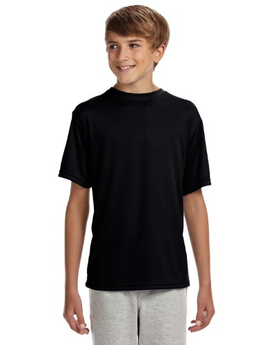 A4 Big Boys Cooling Performance Crew Neck Interlock T-Shirt, Black, X-Large