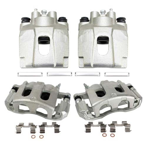 Image of TRQ Front and Rear Brake Caliper Set Zinc Coated Brackets Compatible with 2006-2010 Ford Explorer 2007-2010 Explorer Sport Trac 2006-2010 Mercury Mountaineer