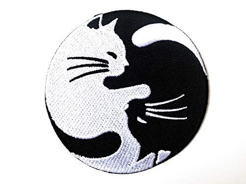 Cat Yin Yang Kung Fu Chinese Tao Balance Sign Symbol Logo T-Shirt Costume Applique Embroidered Sew Iron on Patch