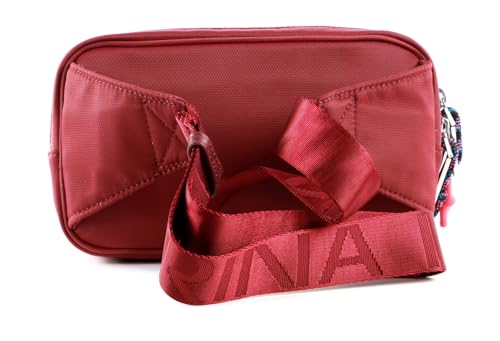 Riñonera estilo Mandarina Duck color vino cabernet elegante y compacta 3