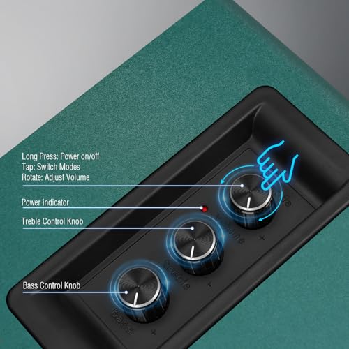 Image of Computer Speakers, Bluetooth 5.3, USB-C, AUX /RCA, 3.5-Inch Woofer, Green