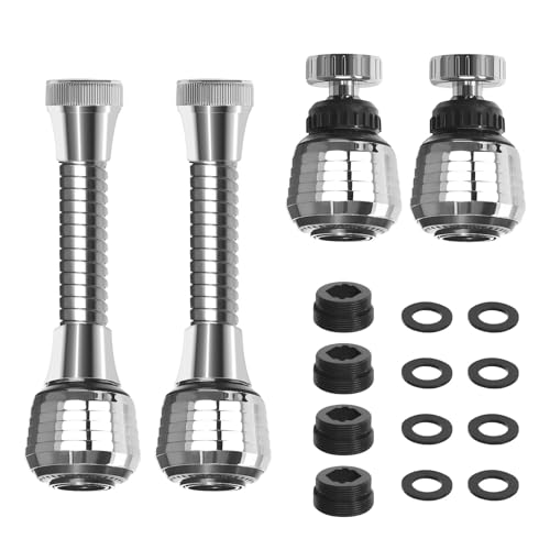 Extensión de Grifo, 4 Piezas Adaptador Extensor Grifo Flexible 360º Boquilla de Grifo Flexible, Aireador Giratorio de Grifo Boquilla Grifo para Hogar Cocina Baño
