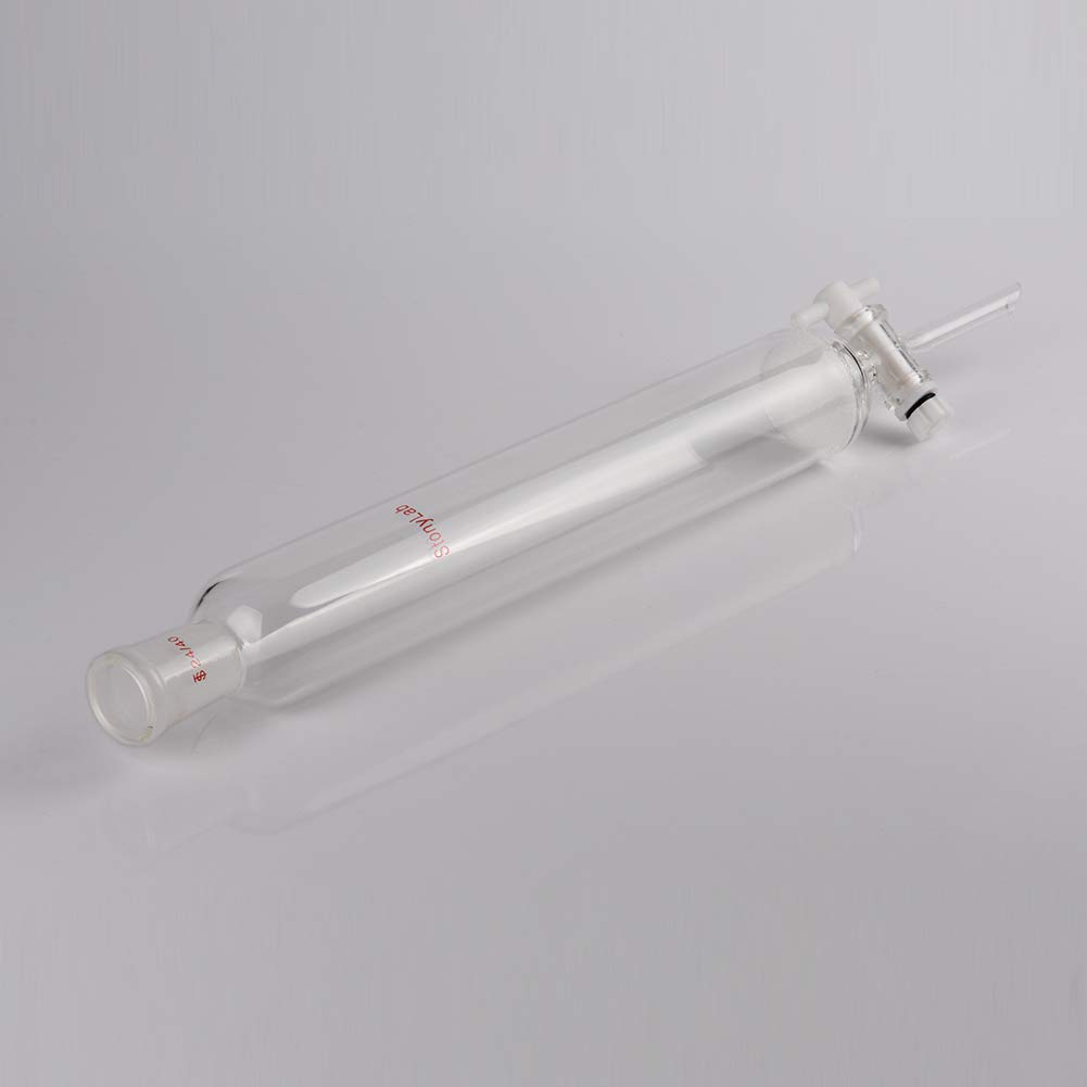 stonylab Chromatographie Säule aus Borosilikatglas, Chromatography Column 24/40 Gelenk Chromatographie Säule mit Fritte Scheibe und PTFE-Absperrhahn, 50mm Säule O.D und 300 mm Effektive Länge