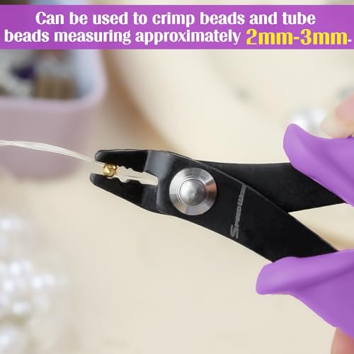 SPEEDWOX Bead Crimping Pliers Jewelry Crimper Plier for Beading Micro Tube Beads Crimper Micro Crimping Pliers Bent 2 Holes Multi Use DIY Jewelry Craft Beading Hobby for 2mm-3mm Beads and Tubes - Image 4